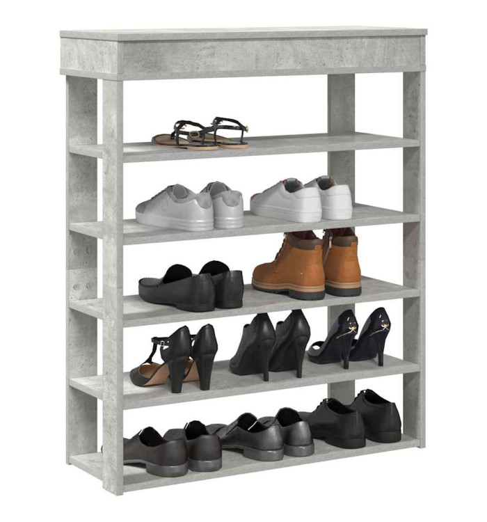 Étagère à chaussures gris béton 80x30x98 cm bois d'ingénierie | Mobilier & Déco