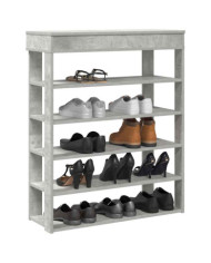 Étagère à chaussures gris béton 80x30x98 cm bois d'ingénierie | Mobilier & Déco