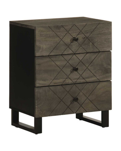 Table de chevet noir 50x33x62 cm bois de manguier solide | Mobilier & Déco