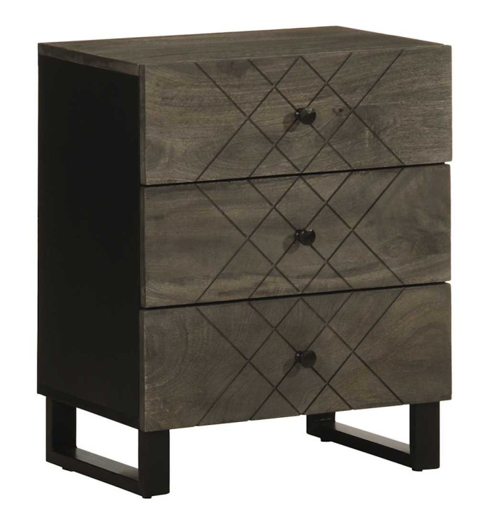 Table de chevet noir 50x33x62 cm bois de manguier solide | Mobilier & Déco