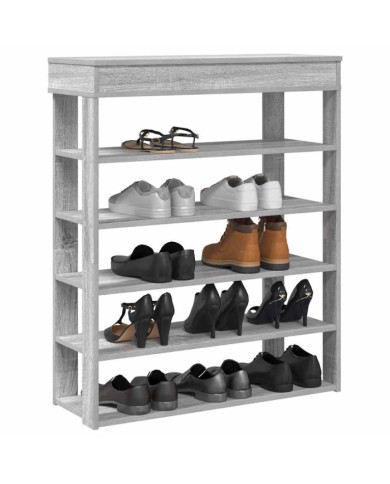 Étagère à chaussures sonoma gris 80x30x98 cm bois d'ingénierie | Mobilier & Déco