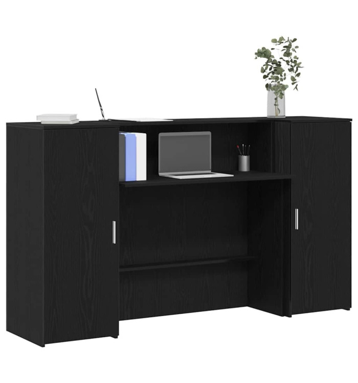 Bureau de réception chêne noir 180x50x103,5cm bois d'ingénierie | Mobilier & Déco