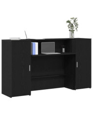 Bureau de réception chêne noir 180x50x103,5cm bois d'ingénierie | Mobilier & Déco