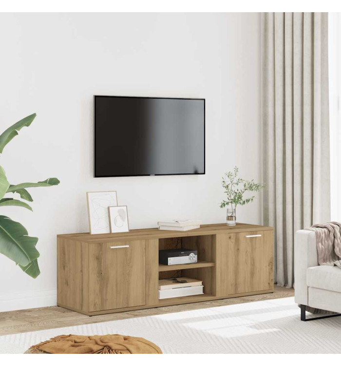 Meuble TV chêne artisanal 120x34x37 cm bois d'ingénierie | Mobilier & Déco