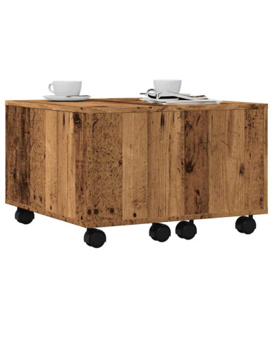 Table basse vieux bois 60x60x38 cm bois d'ingénierie | Mobilier & Déco