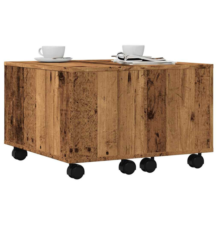 Table basse vieux bois 60x60x38 cm bois d'ingénierie | Mobilier & Déco