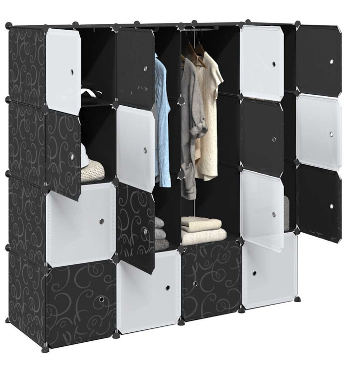 Cubes de rangement 16 pcs avec tiges de suspension PP | Mobilier & Déco