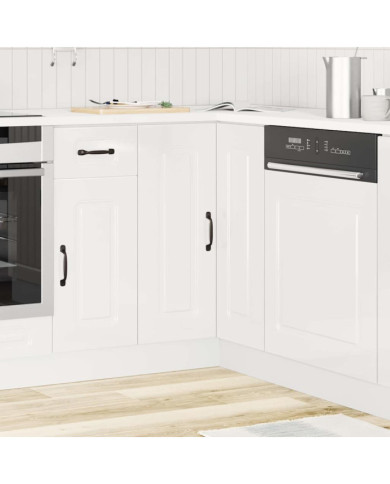 Armoire d'angle de cuisine Kalmar blanc brillant | Mobilier & Déco