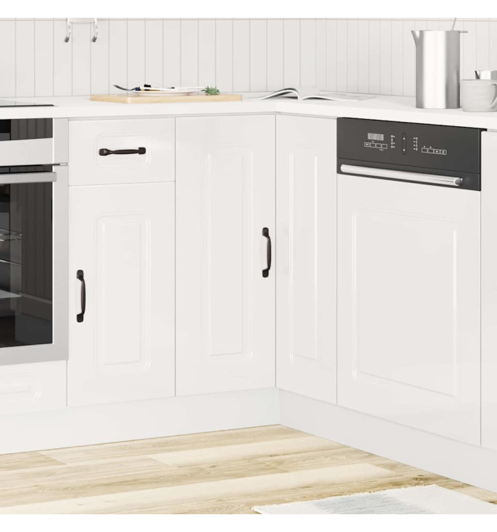 Armoire d'angle de cuisine Kalmar blanc brillant | Mobilier & Déco