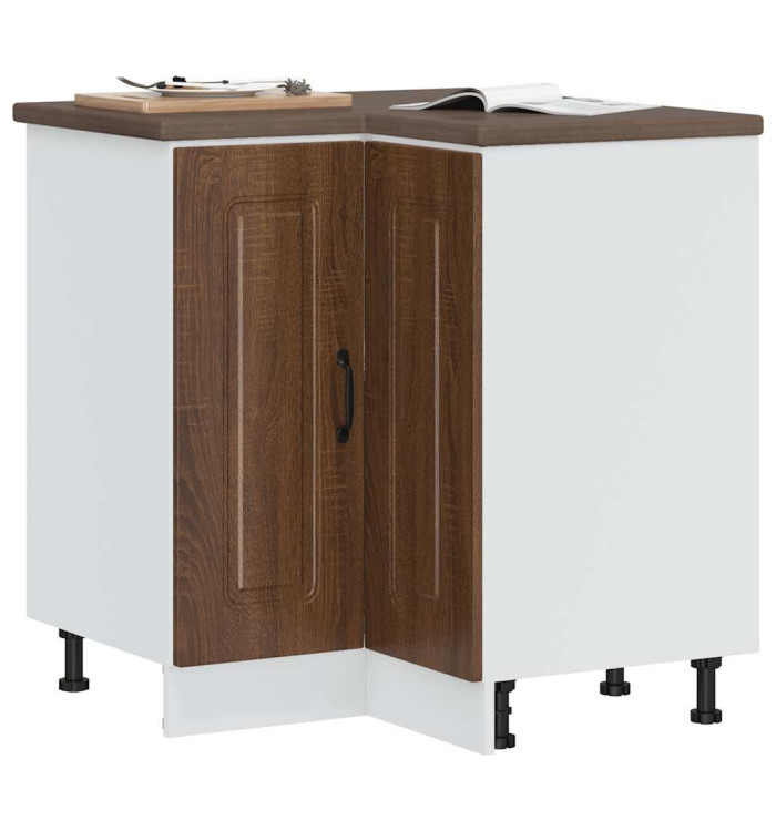 Armoire d'angle de cuisine Kalmar chêne marron bois ingénierie | Mobilier & Déco