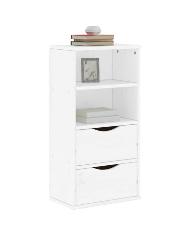 Armoire latérale tiroirs ODDA blanc 40x24x79 cm bois massif pin | Mobilier & Déco