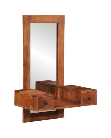 Miroir mural avec tiroirs 60x33x90 cm bois massif d'acacia | Mobilier & Déco