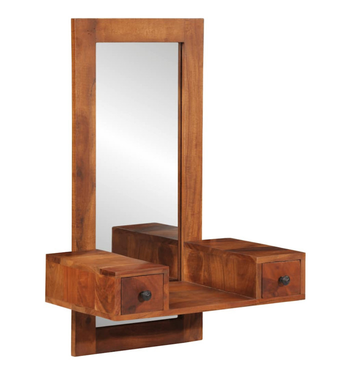 Miroir mural avec tiroirs 60x33x90 cm bois massif d'acacia | Mobilier & Déco