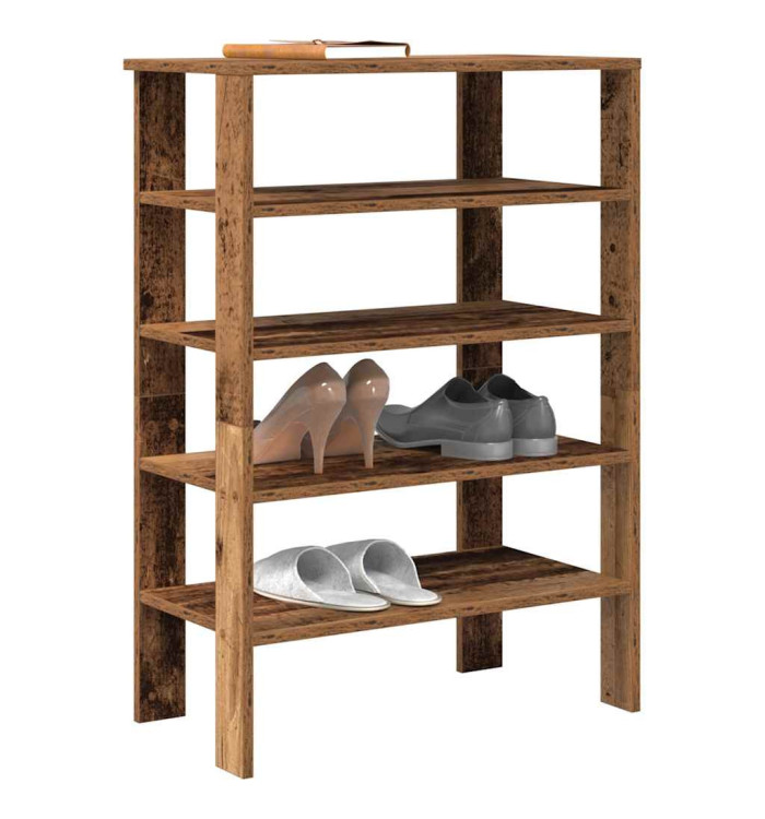 Étagère à chaussures vieux bois 61x32x87,5 cm bois d'ingénierie | Mobilier & Déco