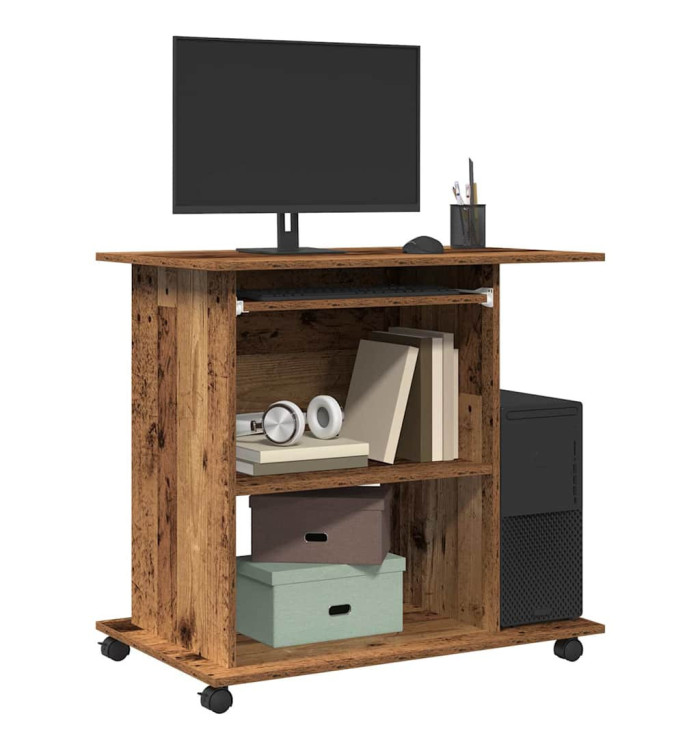 Bureau d'ordinateur vieux bois 80x50x75 cm bois d'ingénierie | Mobilier & Déco
