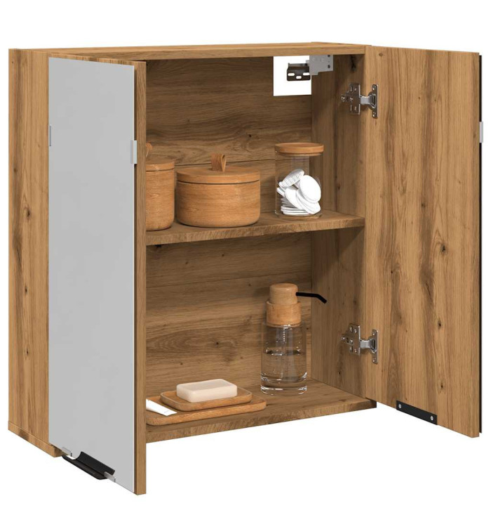 Armoire à miroir de salle de bain chêne artisanal 64x20x66,5 cm | Mobilier & Déco