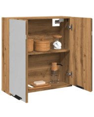 Armoire à miroir de salle de bain chêne artisanal 64x20x66,5 cm | Mobilier & Déco