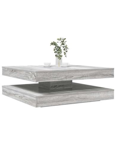 Table basse rotative à 360 degrés sonoma gris 90x90x34,5 cm | Mobilier & Déco