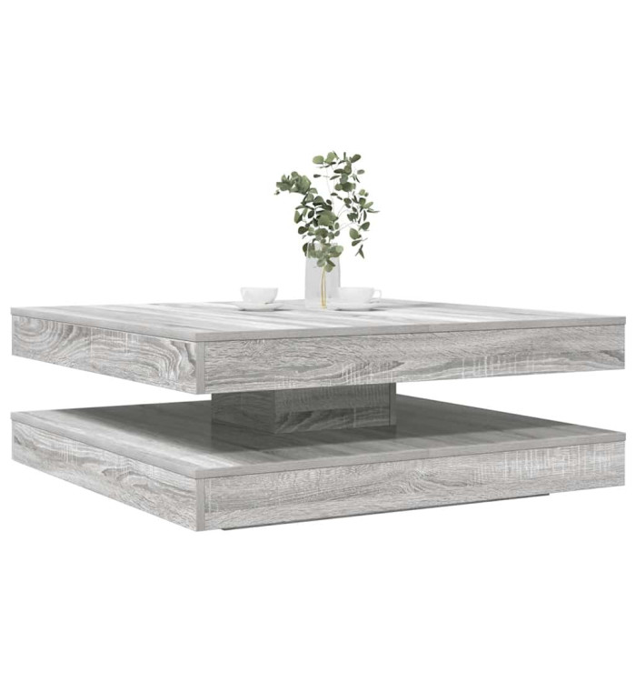 Table basse rotative à 360 degrés sonoma gris 90x90x34,5 cm | Mobilier & Déco