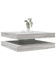 Table basse rotative à 360 degrés sonoma gris 90x90x34,5 cm | Mobilier & Déco