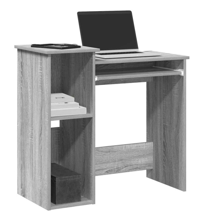 Bureau avec étagères sonoma gris 84x40x78 cm bois d'ingénierie | Mobilier & Déco