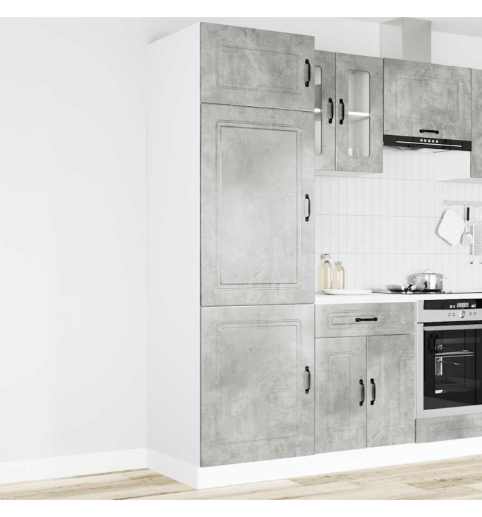 Armoire de cuisine Kalmar gris béton bois d'ingénierie | Mobilier & Déco
