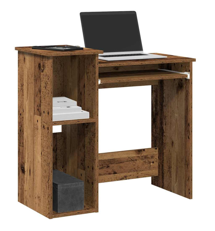 Bureau avec étagères vieux bois 84x40x78 cm bois d'ingénierie | Mobilier & Déco