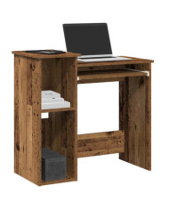 Bureau avec étagères vieux bois 84x40x78 cm bois d'ingénierie | Mobilier & Déco