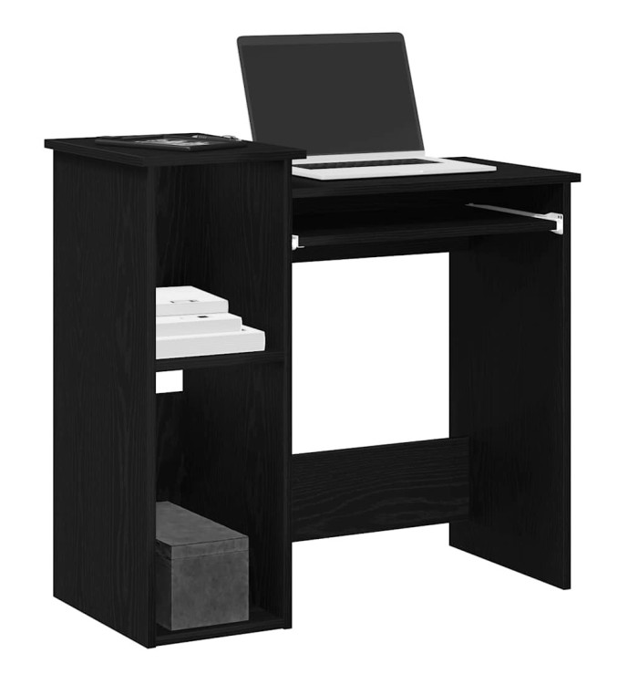 Bureau avec étagères noir 84x40x78 cm bois d'ingénierie | Mobilier & Déco
