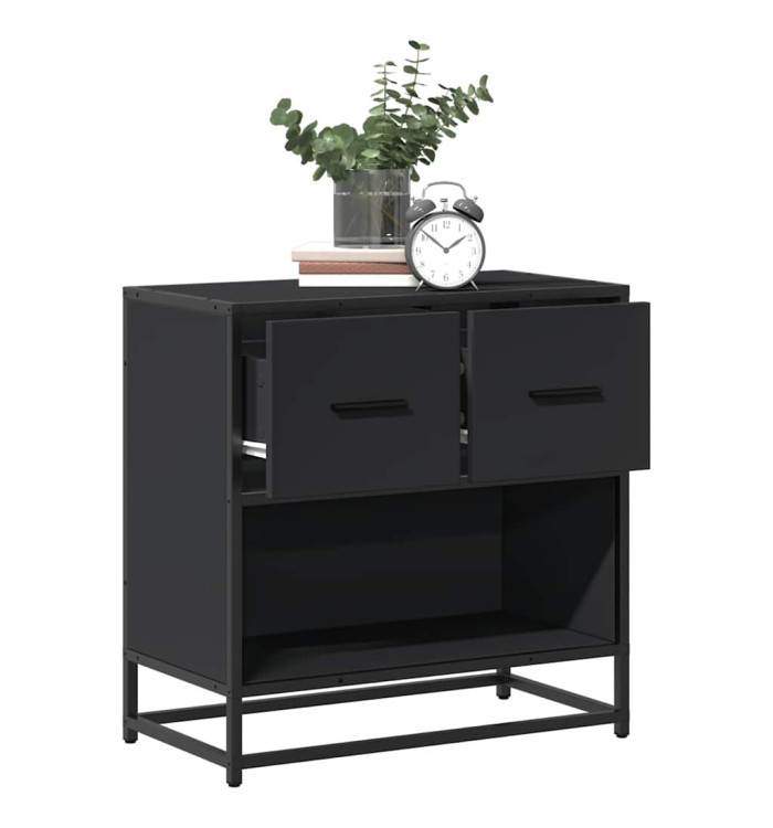 Table de chevet noir 60x31x60 cm bois d'ingénierie et métal | Mobilier & Déco