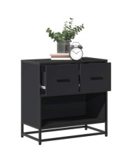 Table de chevet noir 60x31x60 cm bois d'ingénierie et métal | Mobilier & Déco