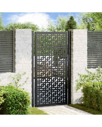 Portail de jardin noir 105x180 cm acier conception croisée | Mobilier & Déco