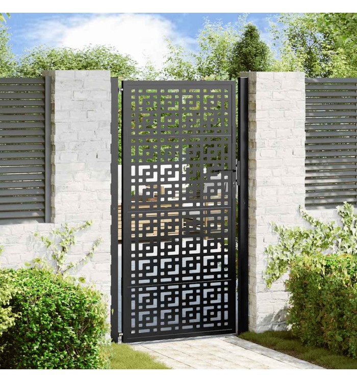 Portail de jardin noir 105x180 cm acier conception croisée | Mobilier & Déco