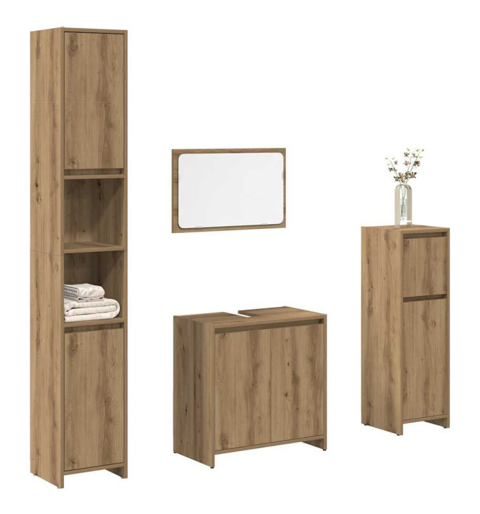 Ensemble de meubles salle de bain 4 pcs bois d'ingénierie | Mobilier & Déco