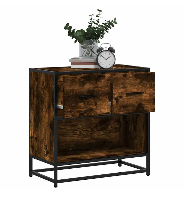 Table de chevet chêne fumé 60x31x60 cm bois ingénierie et métal | Mobilier & Déco