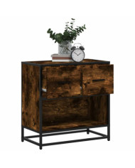 Table de chevet chêne fumé 60x31x60 cm bois ingénierie et métal | Mobilier & Déco