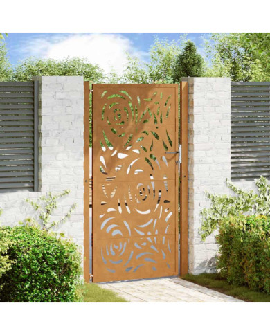 Porte de jardin acier résistant aux intempéries design flamme | Mobilier & Déco