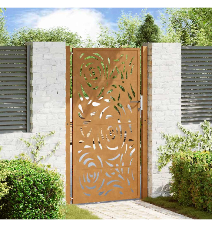 Porte de jardin acier résistant aux intempéries design flamme | Mobilier & Déco