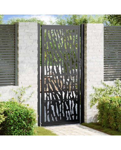 Portail de jardin noir 105x205 cm acier conception de tracés | Mobilier & Déco