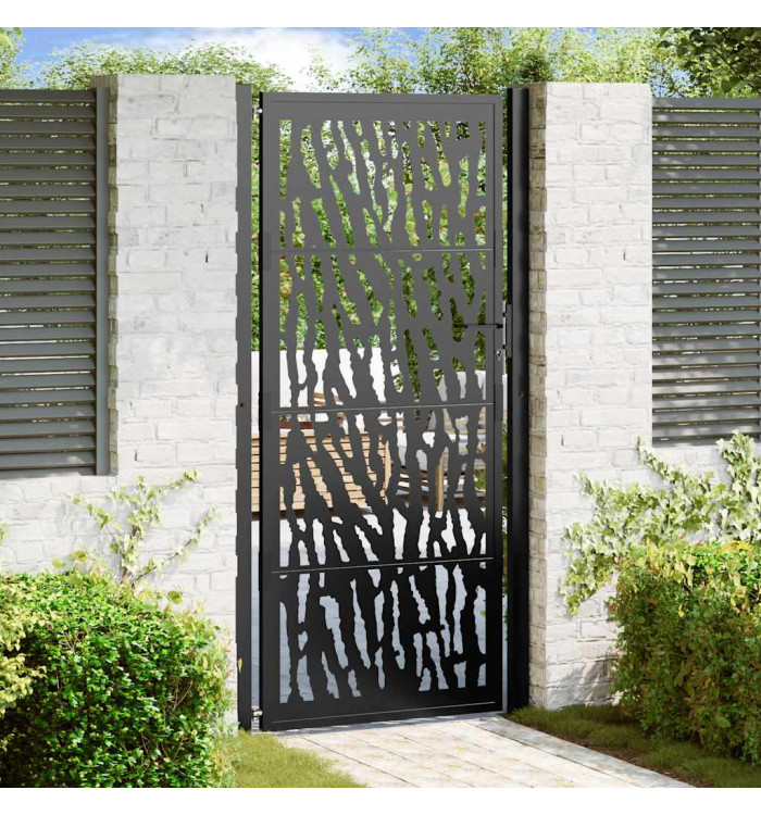 Portail de jardin noir 105x205 cm acier conception de tracés | Mobilier & Déco