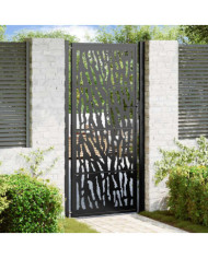 Portail de jardin noir 105x205 cm acier conception de tracés | Mobilier & Déco