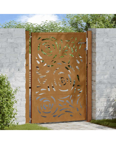 Porte de jardin acier résistant aux intempéries design flamme | Mobilier & Déco