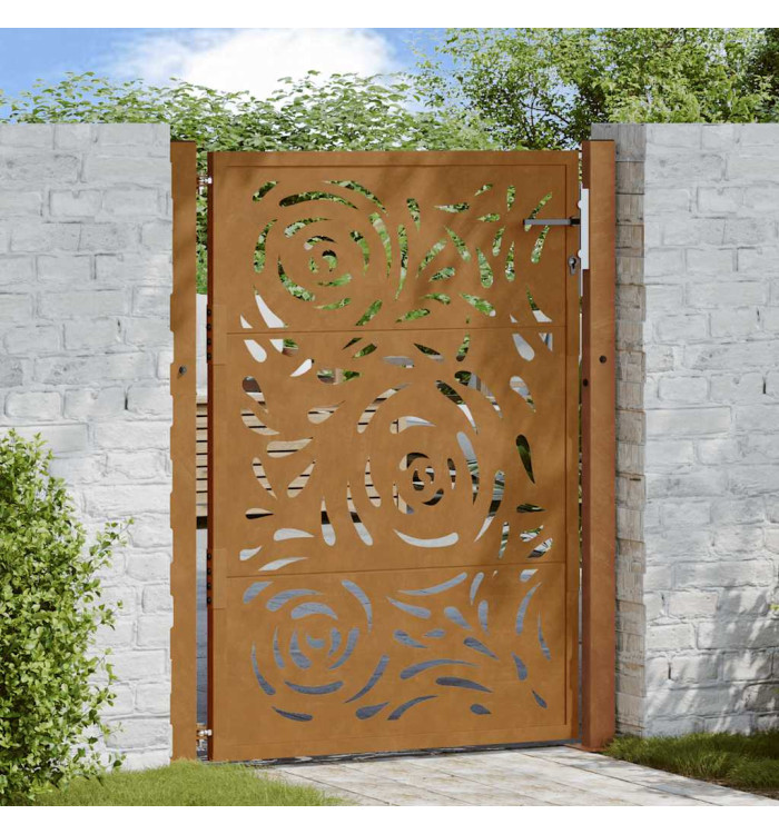 Porte de jardin acier résistant aux intempéries design flamme | Mobilier & Déco