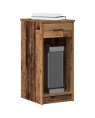 Support de tour d'ordinateur avec tiroir vieux bois 35x45x77 cm | Mobilier & Déco