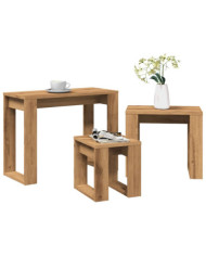 Tables gigognes 3 pcs chêne artisanal bois d'ingénierie | Mobilier & Déco
