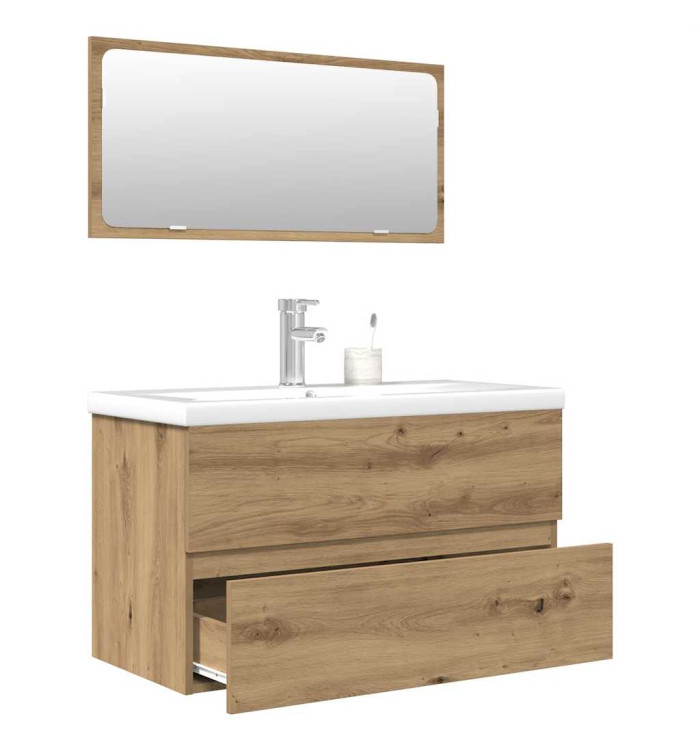Ensemble de meubles salle de bain 3 pcs bois d'ingénierie | Mobilier & Déco