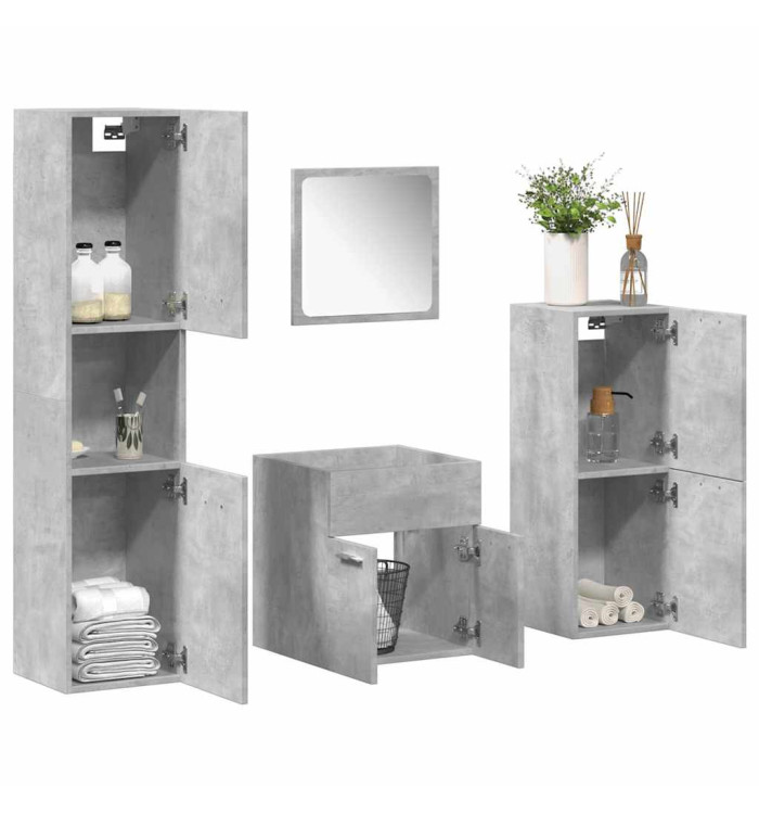 Ensemble de meubles de salle de bain 4 pcs gris béton | Mobilier & Déco