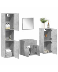 Ensemble de meubles de salle de bain 4 pcs gris béton | Mobilier & Déco