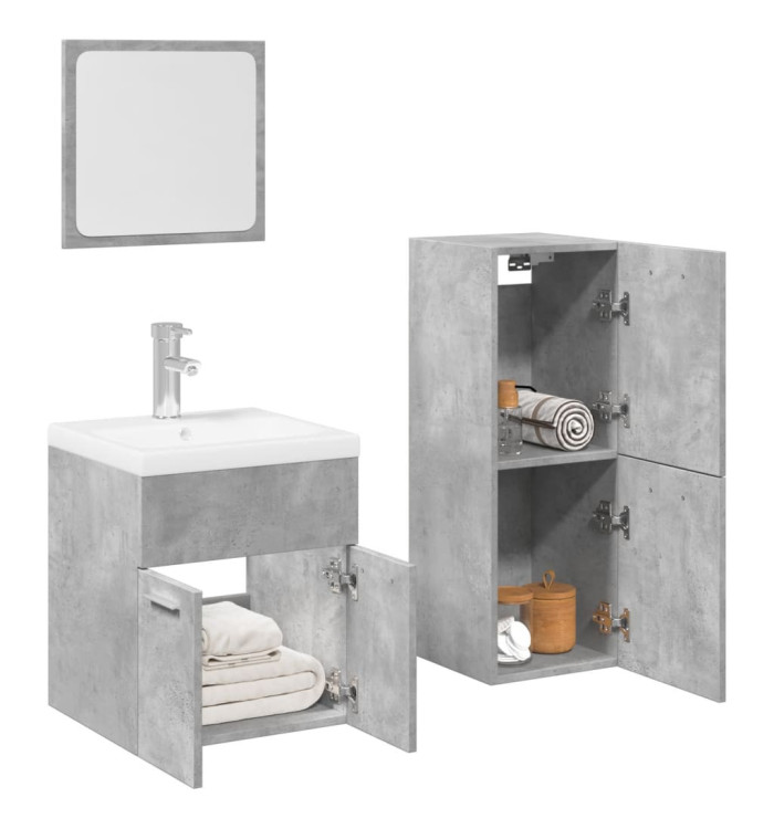 Ensemble de meubles de salle de bain 3 pcs gris béton | Mobilier & Déco
