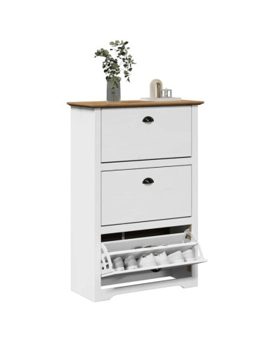 Étagère à chaussures BODO blanc et marron 80x35x118 cm | Mobilier & Déco
